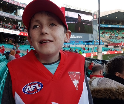 Image shows Mark at Sydney Swans game